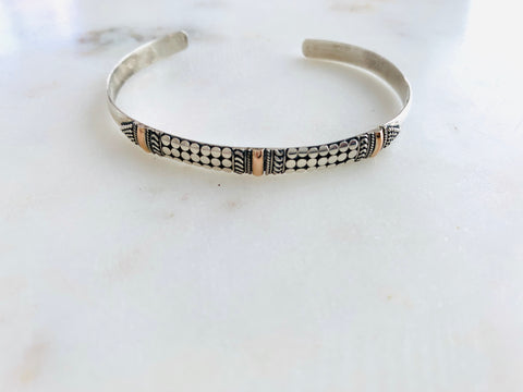 Indah Silverwork Cuff - Stone Heart 