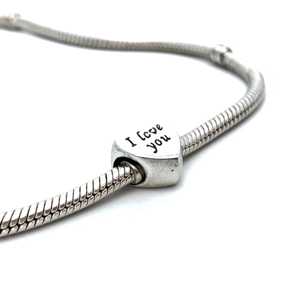 I Love You Heart Charm Bead - Stone Heart 