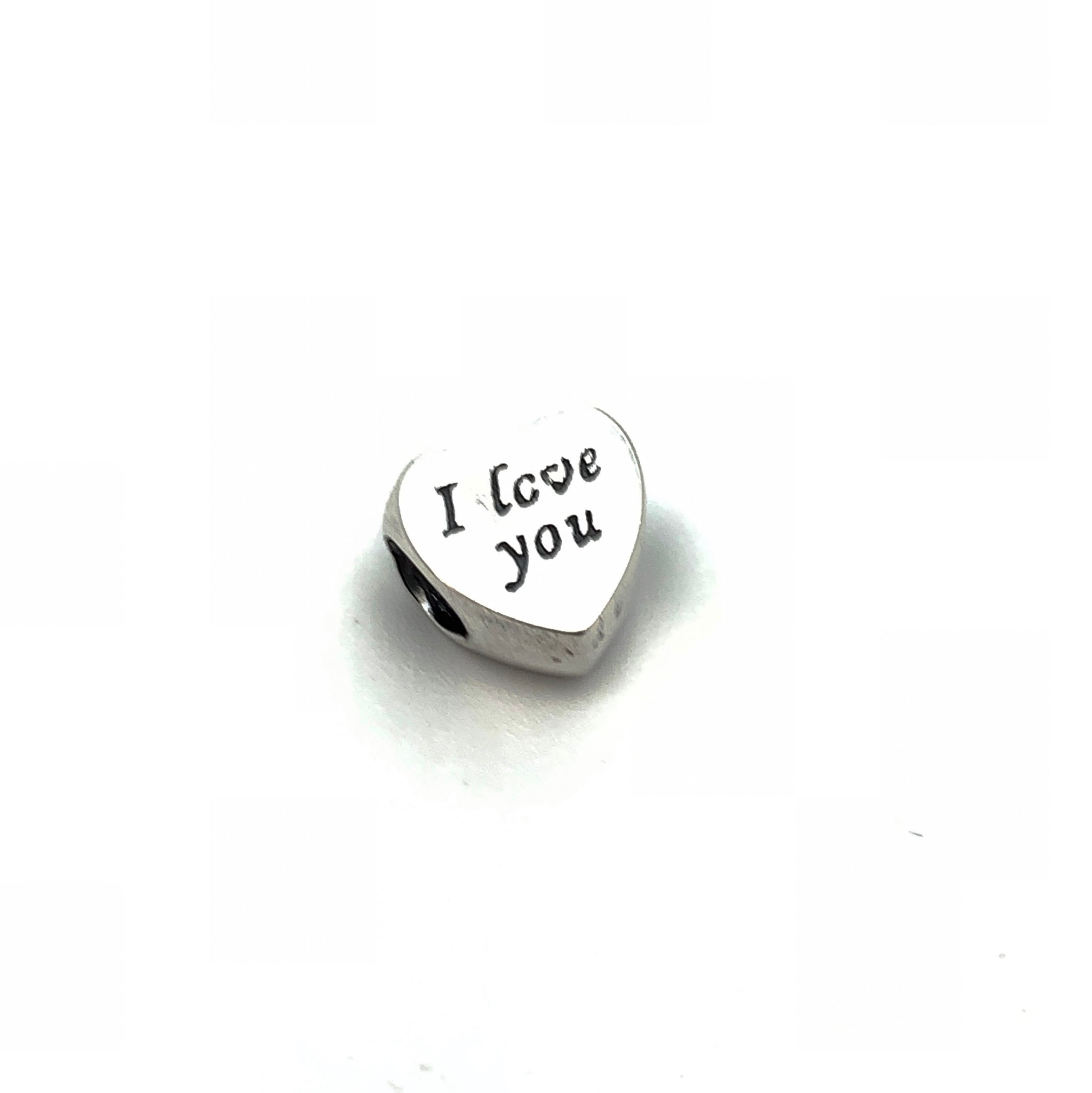 I Love You Heart Charm Bead - Stone Heart 