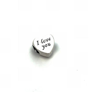 I Love You Heart Charm Bead - Stone Heart 