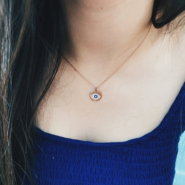 Evil Eye Disc Necklace