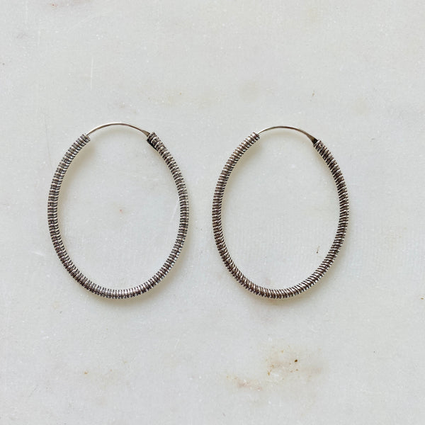 Hoop Earrings - Textured Oval