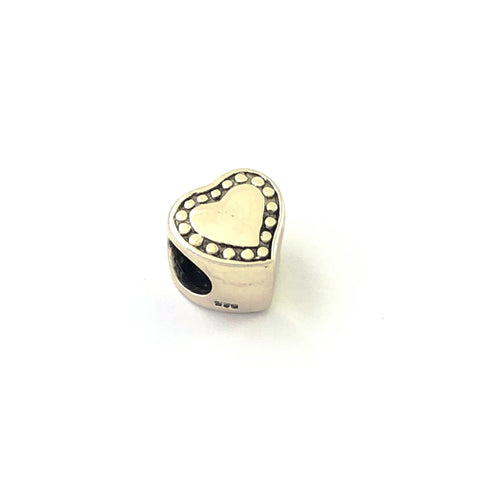 Dotted Heart Charm Bead - Stone Heart 