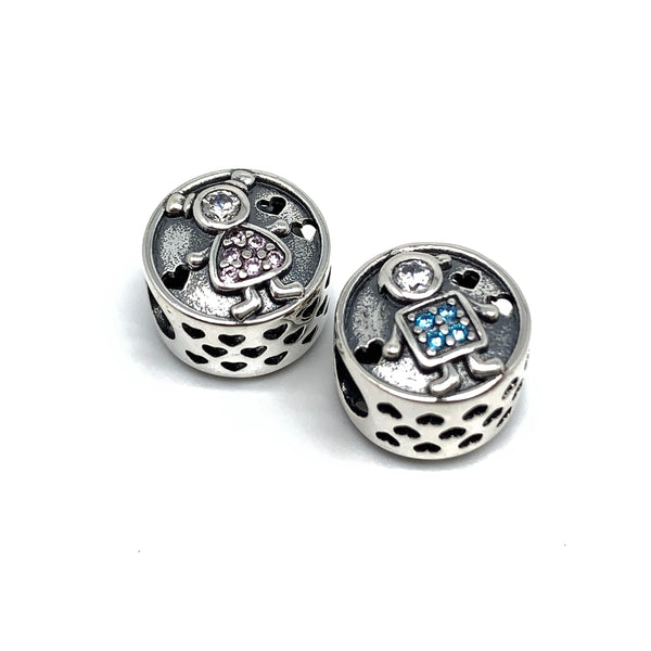 Loving Girl & Boy Charm - Stone Heart 