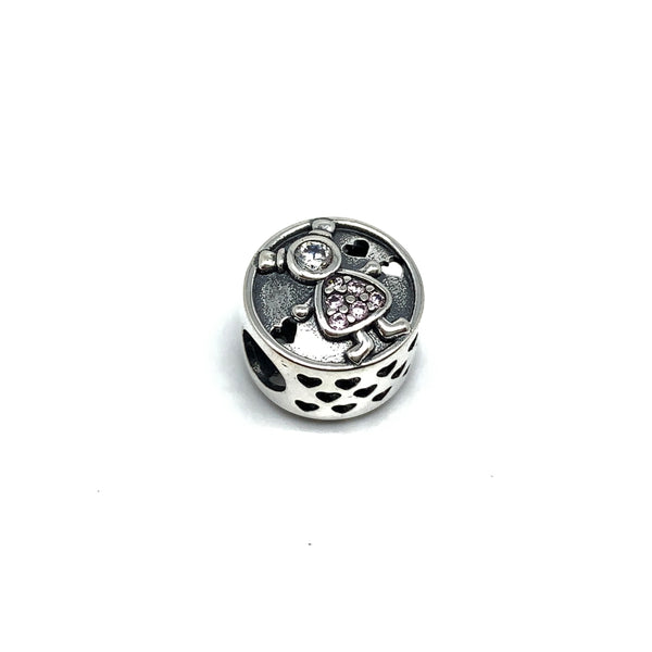 Loving Girl & Boy Charm - Stone Heart 