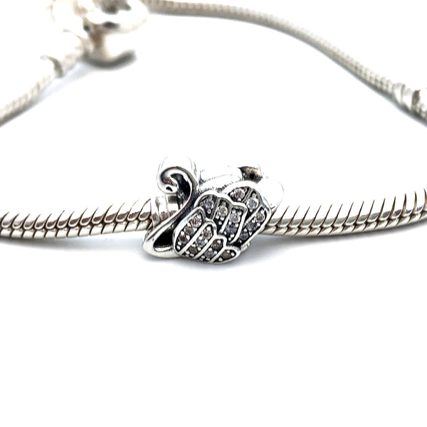 Majestic Swan Charm Bead - Stone Heart 