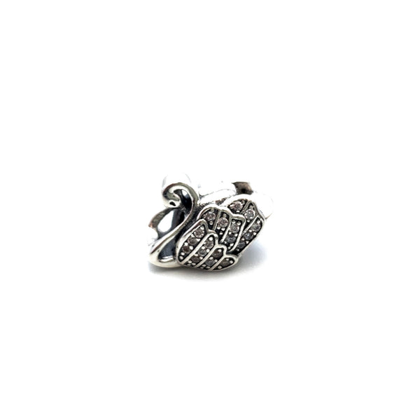 Majestic Swan Charm Bead - Stone Heart 