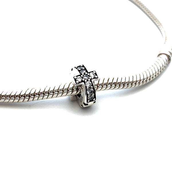 Shimmering Cross Spacer - Stone Heart 