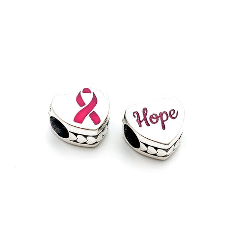 Heart Of Hope Breast Cancer Charm Bead - Stone Heart 