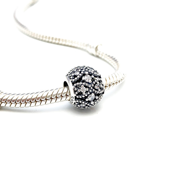 Beaded Lattice Charm Bead - Stone Heart 