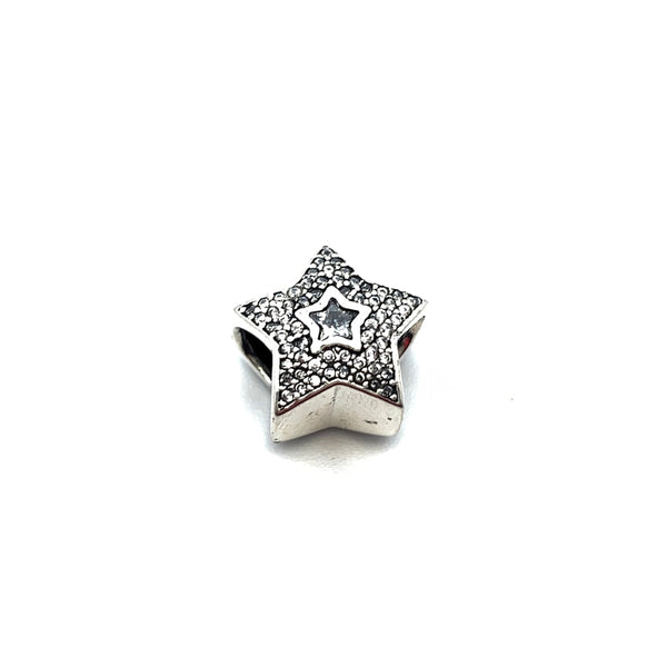 Shimmering Star Charm Bead - Stone Heart 