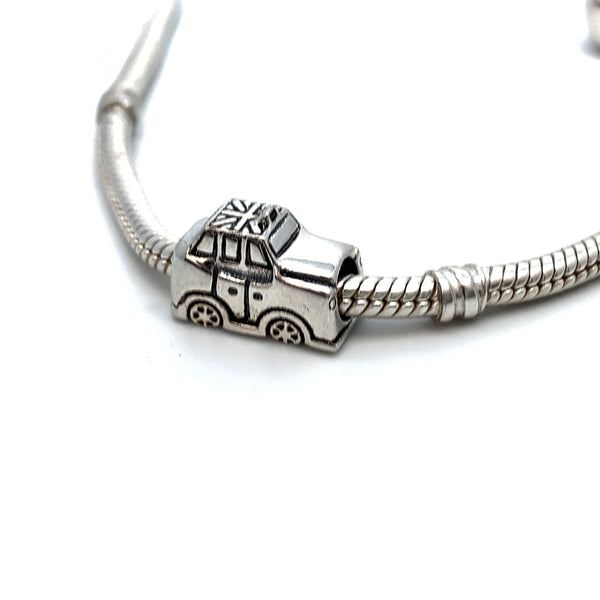 Vintage London Taxi Charm Bead - Stone Heart 