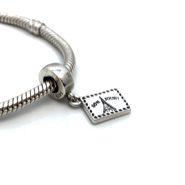 Bon Jour Paris Postcard Dangle - Stone Heart 