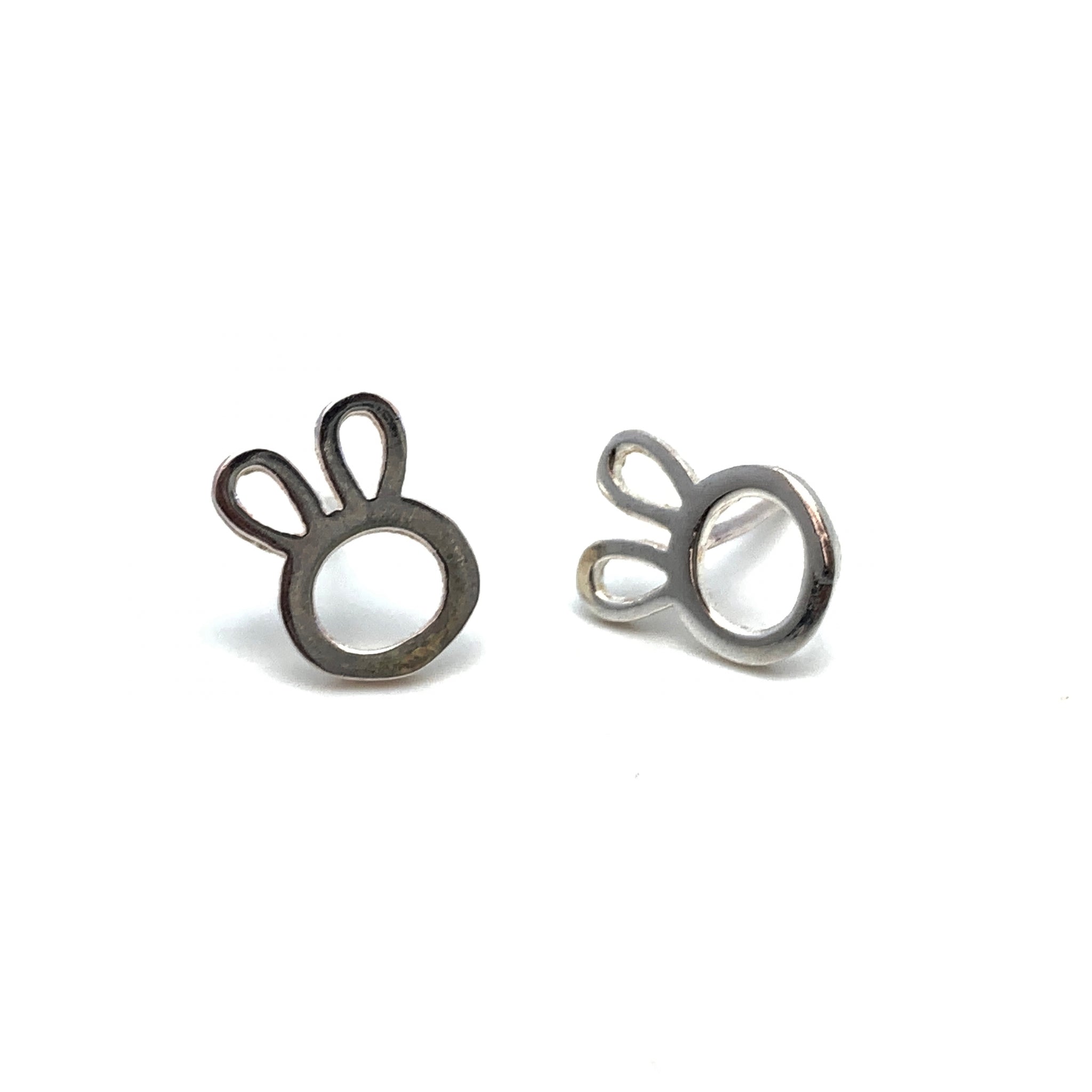 Bunny Silhouette Stud Earrings - Stone Heart 