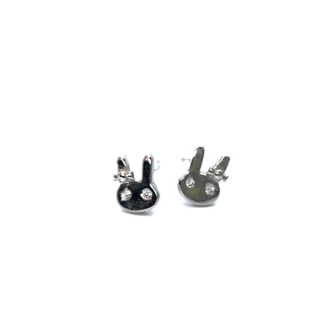 Pretty Bunny Stud Earrings - Stone Heart 