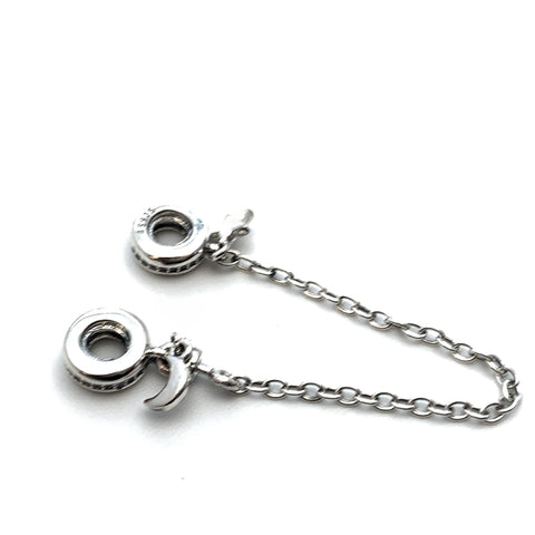 Sparkling Moon & Star Safety Chain - Stone Heart 