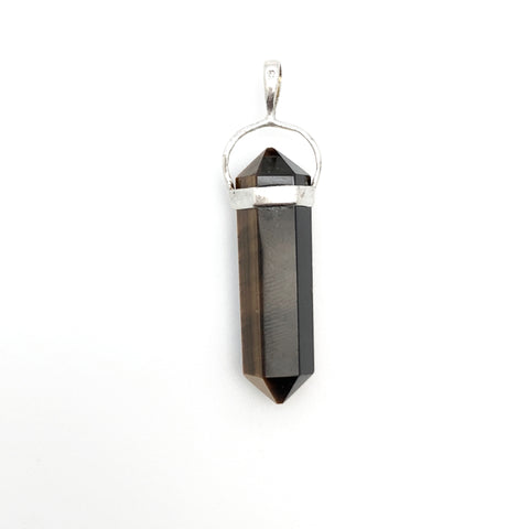 Double Pointed Tiger's Eye Pendant - Stone Heart 