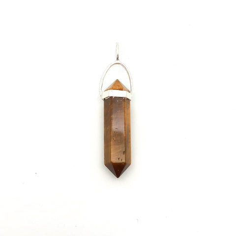 Double Pointed Tiger's Eye (Light) Pendant - Stone Heart 