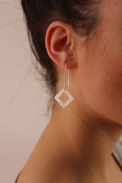 Brushed Diamond Hanging Earrings
