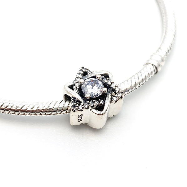 Sparkling Six Pointed Star Charm Bead - Stone Heart 