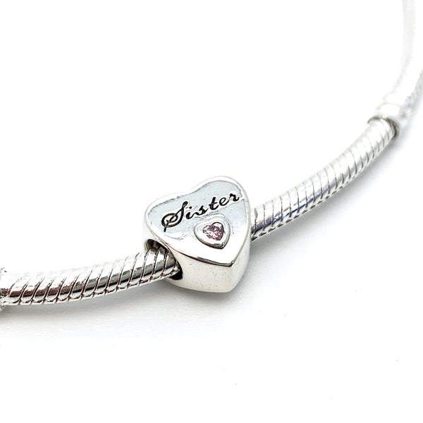 A Sister's Love Charm Bead - Stone Heart 