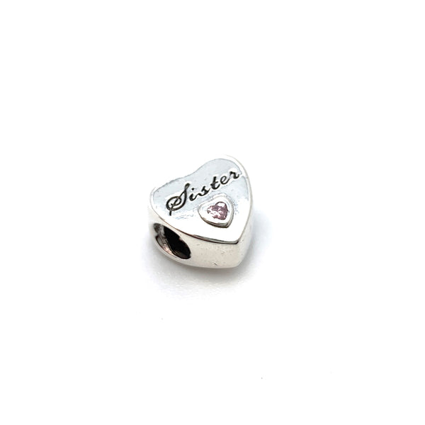 A Sister's Love Charm Bead - Stone Heart 
