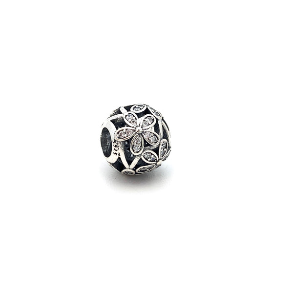 Sparkling Daisies Charm Bead - Stone Heart 
