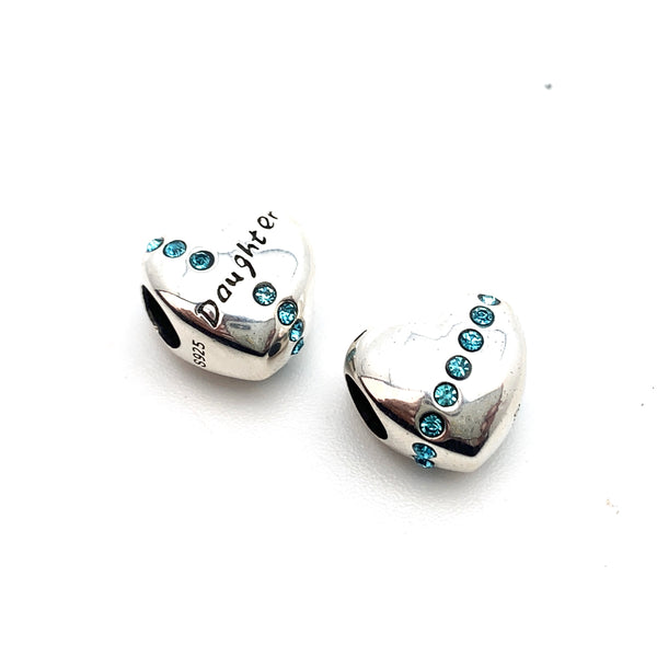A Daughter's Heart Charm Bead - Stone Heart 