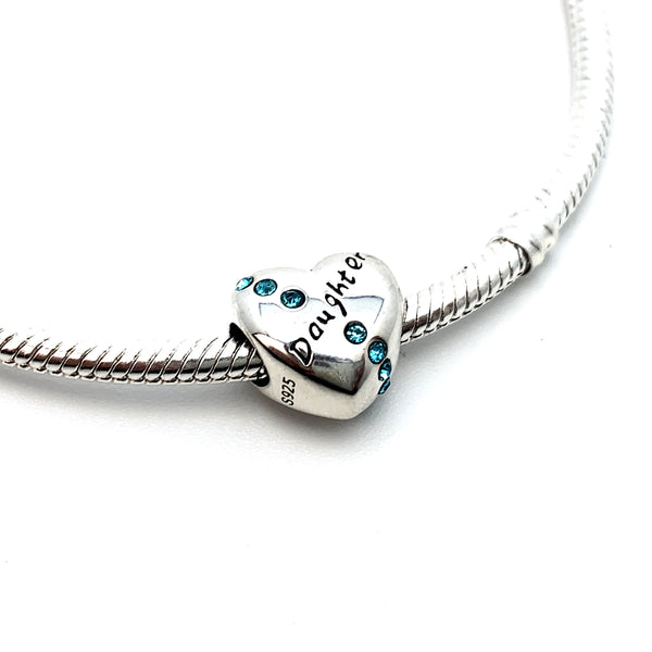 A Daughter's Heart Charm Bead - Stone Heart 