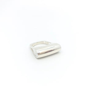 Folded Over Silver Ring - Stone Heart 