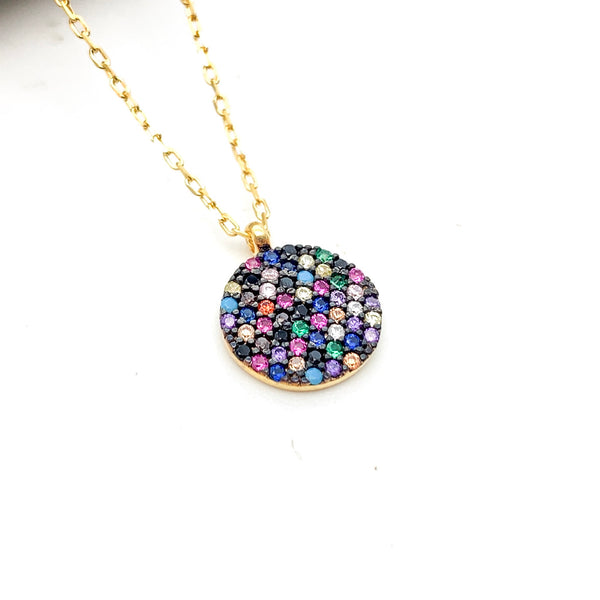 Colourful Disc Necklace - Stone Heart 