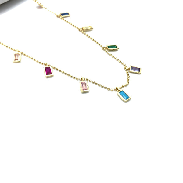 Colourful Shaker Necklace - Baguette - Stone Heart 