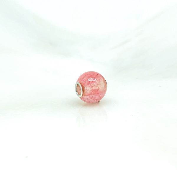 Gem Charm Bead - Cherry Quartz - Stone Heart 