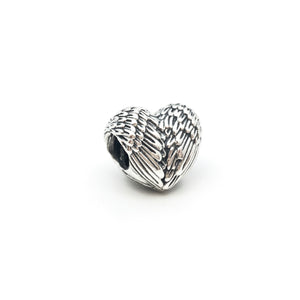 Winged Heart Charm Bead - Stone Heart 