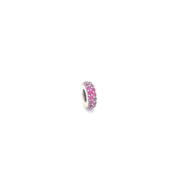 Micropave Rondelle Charm - Stone Heart 