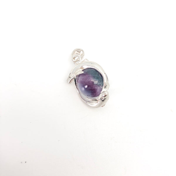 Gemstone Ball in Dolphins Pendant (Small) - Stone Heart 