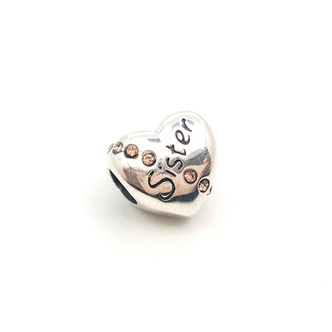 A Sister's Heart Charm Bead - Stone Heart 