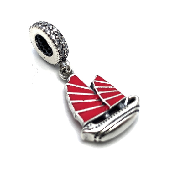 Red Sail Boat Dangle - Stone Heart 