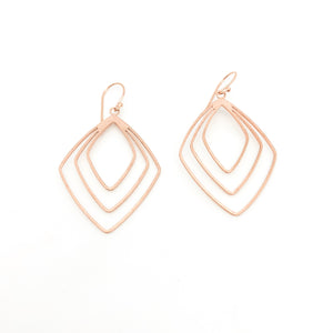 Rhombus Earrings - Rose Gold - Stone Heart 