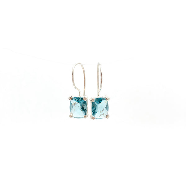 Coloured CZ Hanging Earrings - Stone Heart 