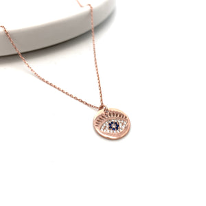 Evil Eye Disc Necklace - Stone Heart 