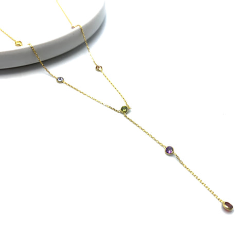 Colourful Stone Y Necklace - Stone Heart 