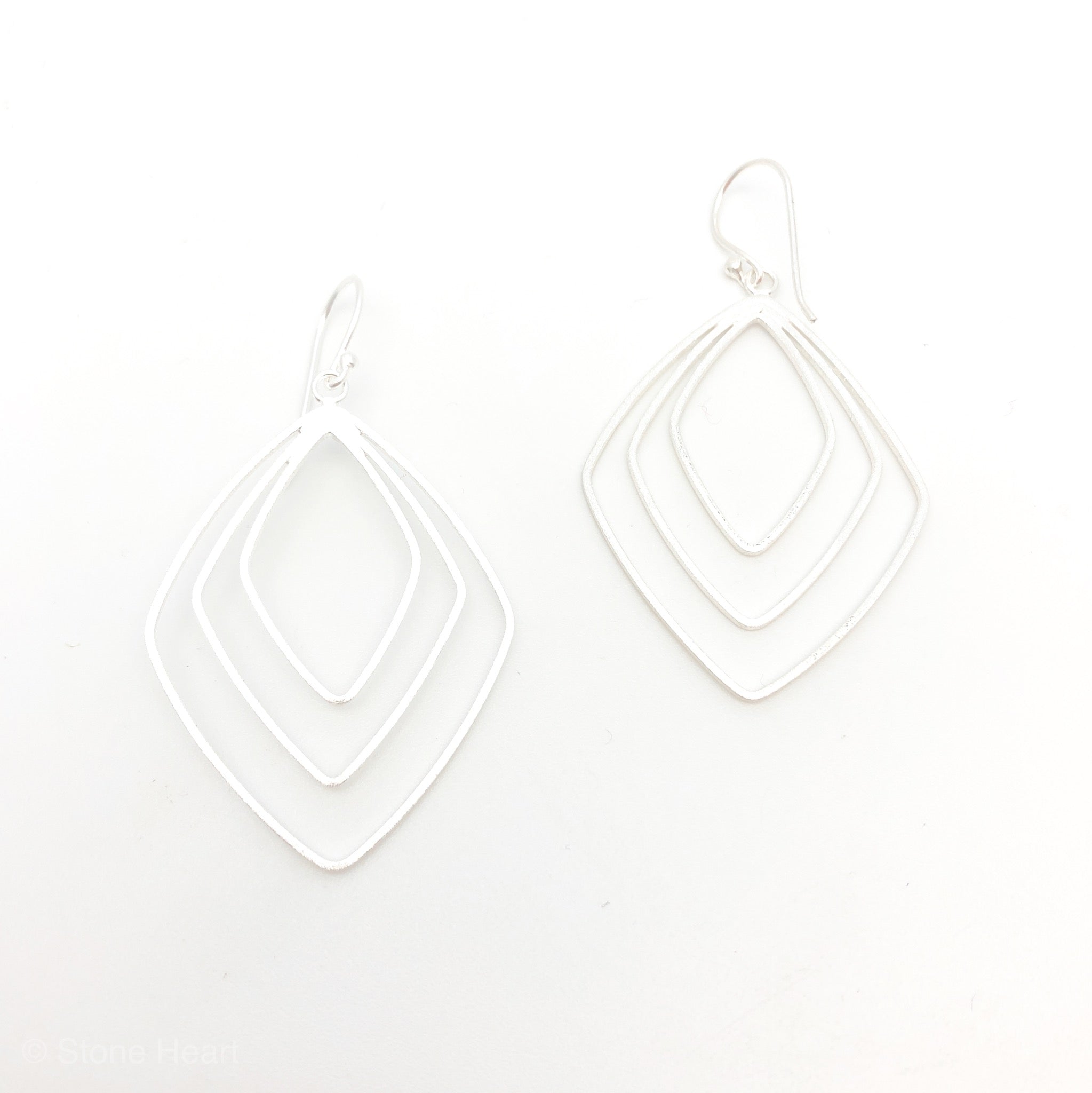 Rhombus Earrings - Silver - Stone Heart 