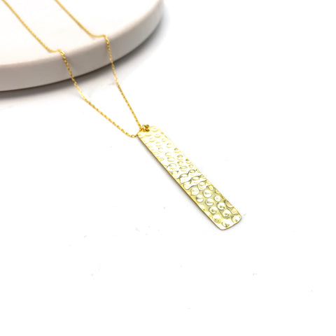 Beaten Pendulum Necklace - Stone Heart 