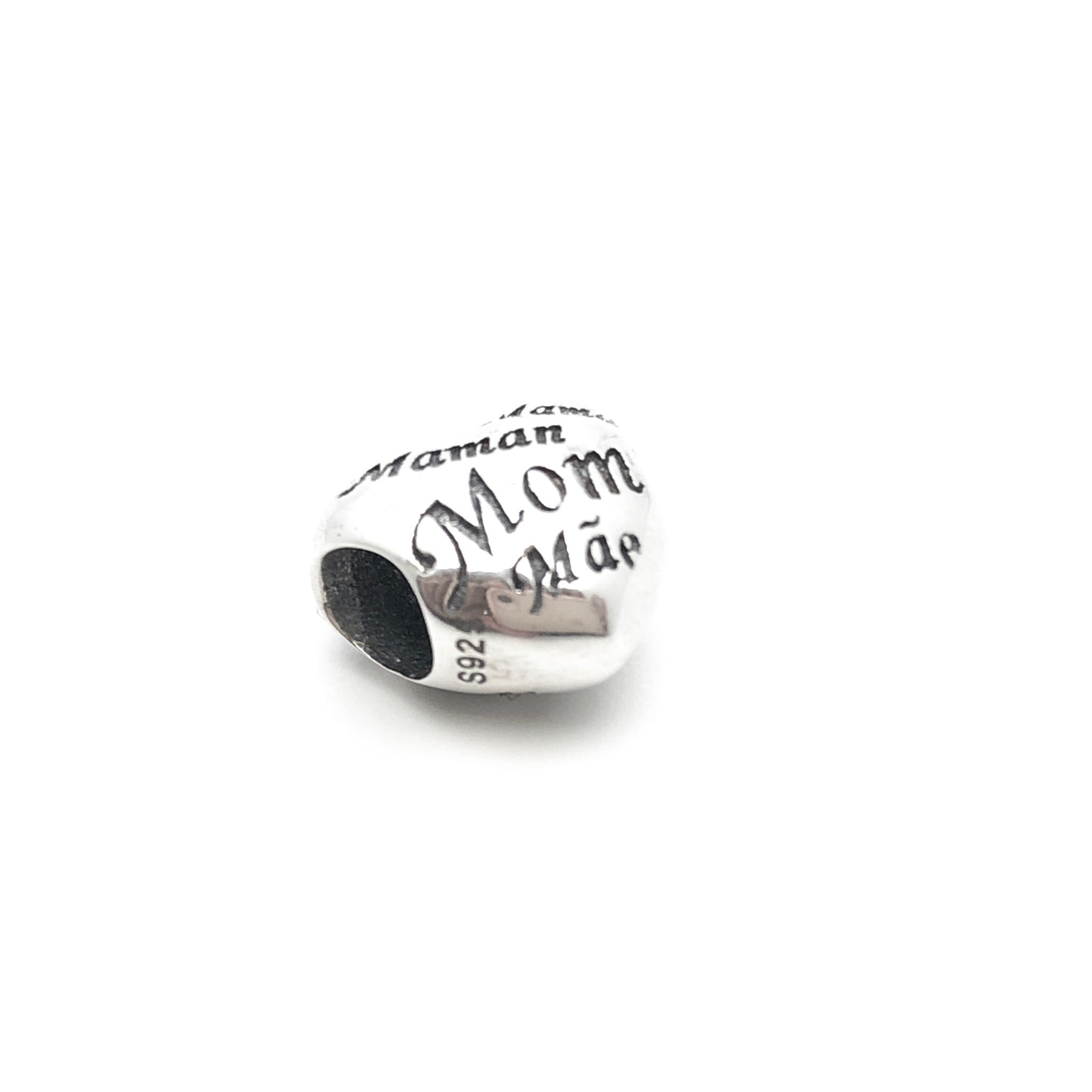 ‘Mom’ Multilingual Heart Charm Bead - Stone Heart 