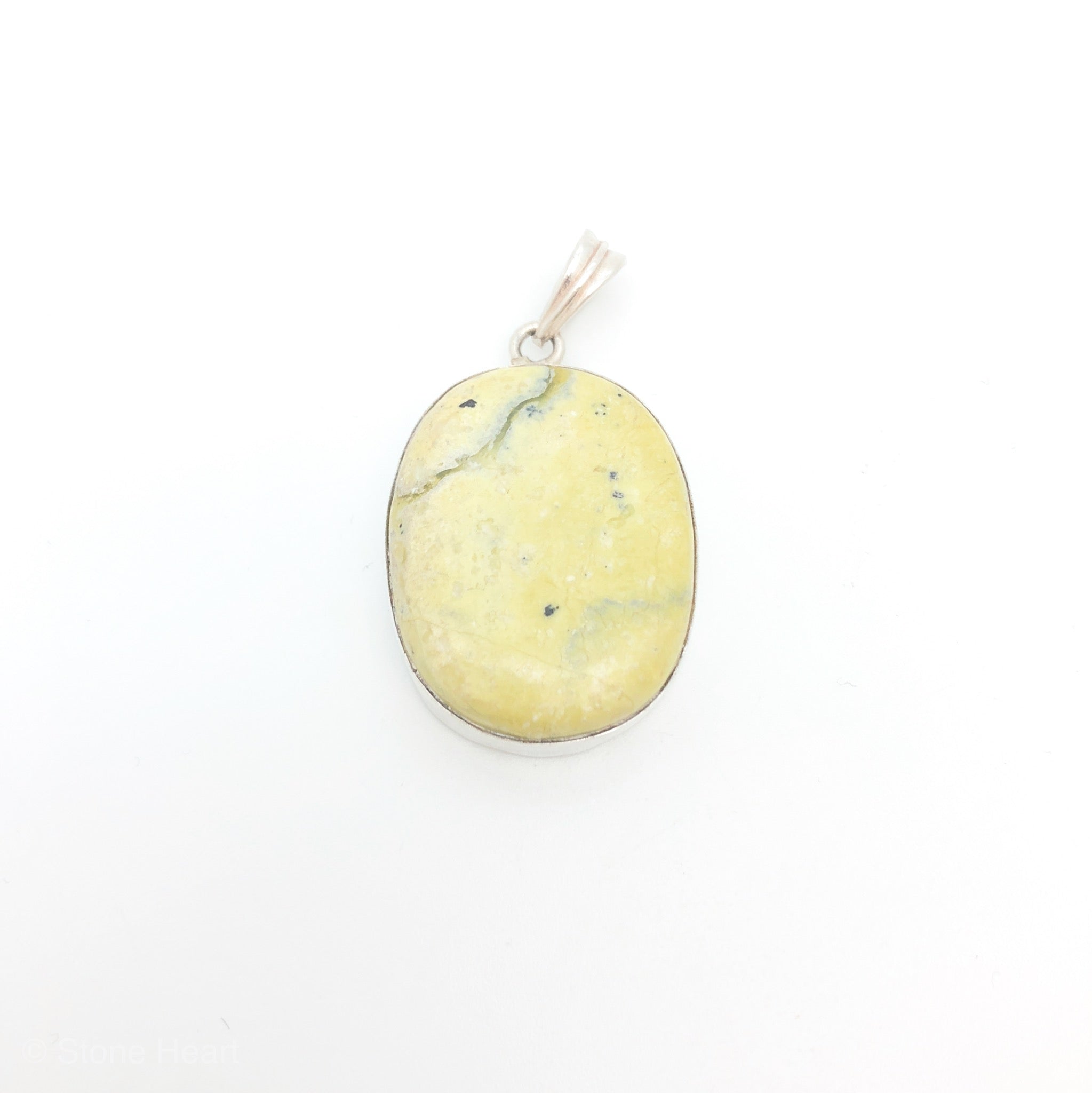 Yellow Serpentine Oval Pendant - Stone Heart 