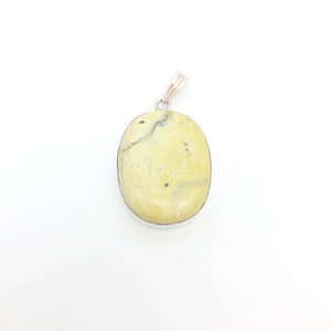Yellow Serpentine Oval Pendant - Stone Heart 