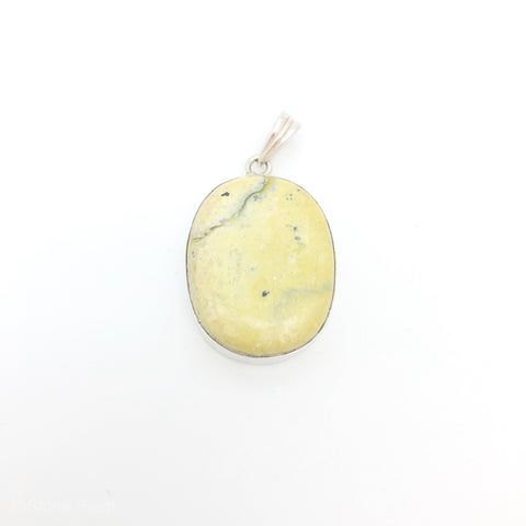Yellow Serpentine Oval Pendant - Stone Heart 