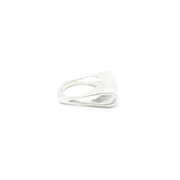 Folded Over Silver Ring - Stone Heart 