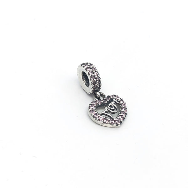 Dangling Heart with MOM Crystal Charm - Stone Heart 
